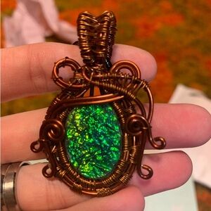 Green Opal wire wrapped jewelry